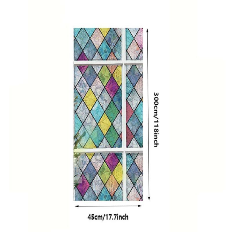 Colorful Diamond Pattern Window Privacy Sticker, 1 Count Static Cling Sticker, Non Adhesive Shading Film, Glass Sticker, Home Decor