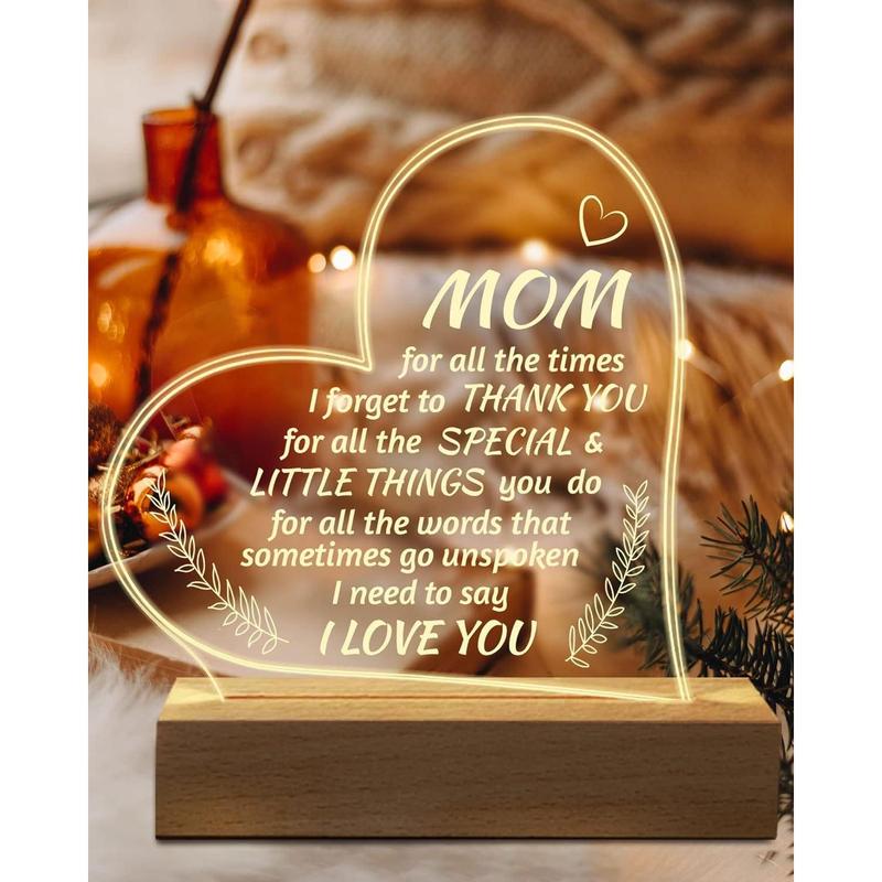 Mom Birthday Gifts, Acrylic Engraved 15 * 19CM Presents, Mothers Day Christmas Gifts for Mom from Daughter Son