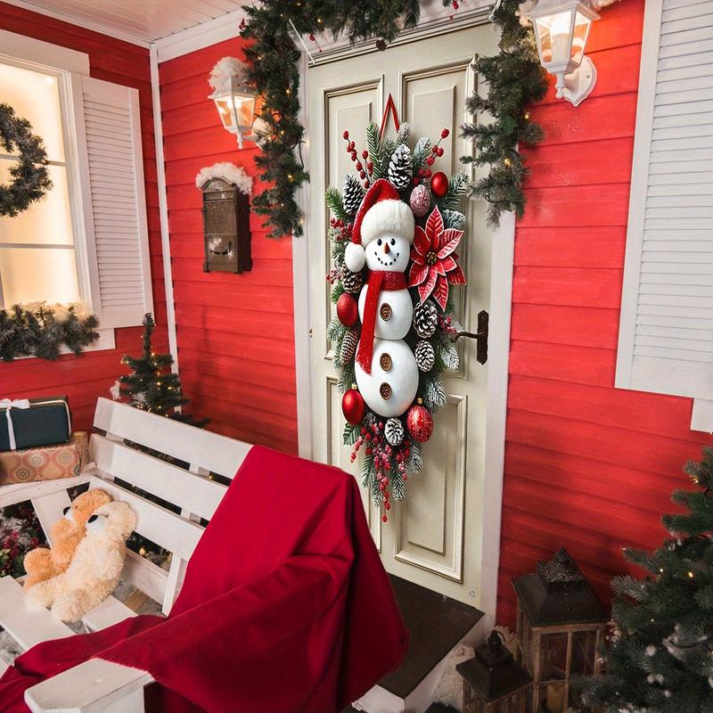 3D Snowman Christmas Door Knocker - Vibrant Mixed Colors, Durable Oxford Fabric, Perfect for Holiday Entrance Decor & Party Backdrops, 24x24 Inches