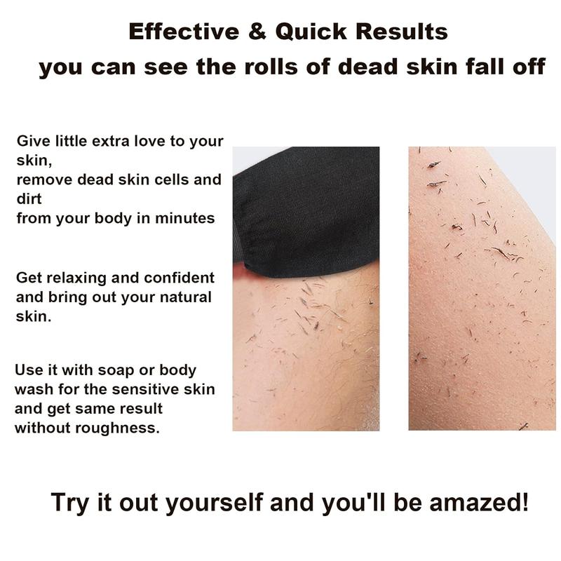 Lineexem Exfoliating Glove- Black - Removes Unwanted Dead Skin, Dirt and Grime.Great for Self-Tanning Preparation,exfoliating Mitts at Home,Made of 100% Viscose