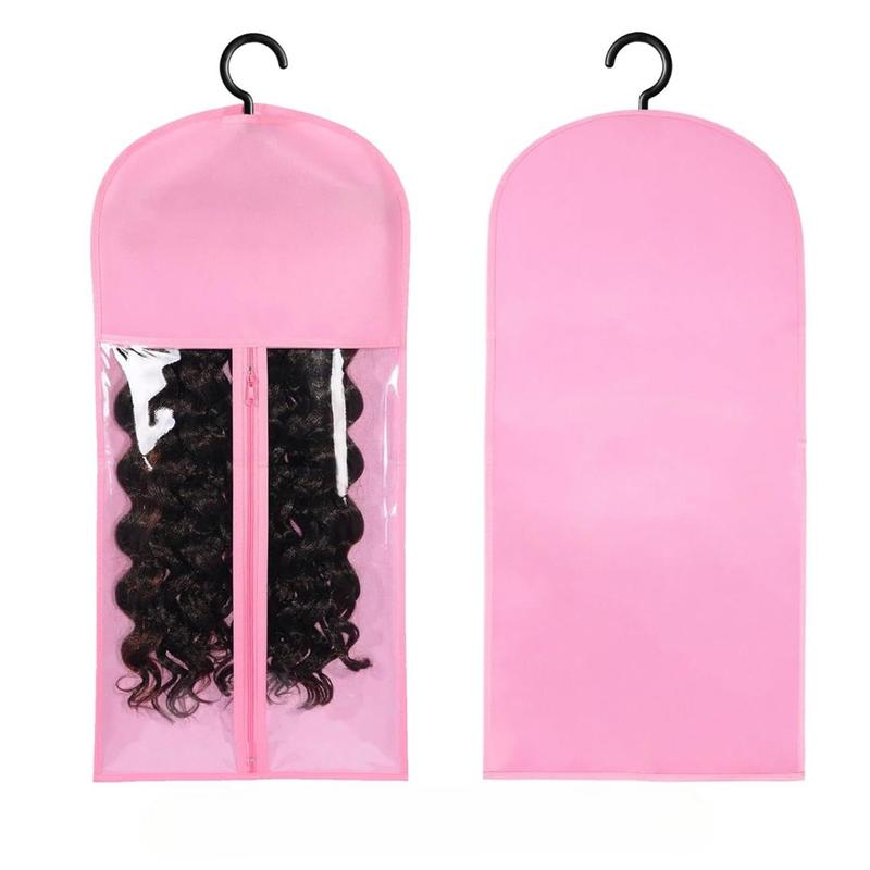 3PCS Hair Extension Holder Dust-proof Wig Bags Storage with Hanger Portable Wig Storage for Multiple Wigs Holder Wig Hanger for Multiple Wigs stand with Transparent Zip Up Closure wigs & accessories