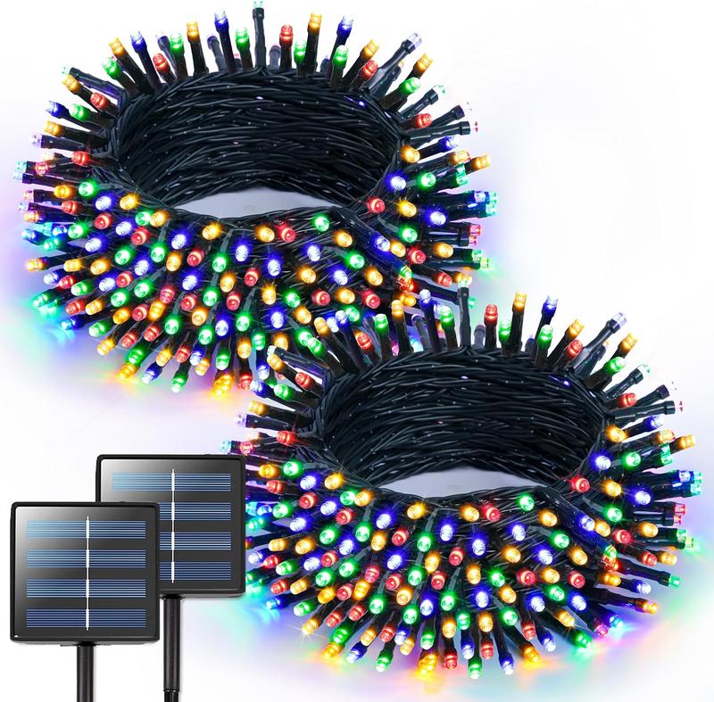 2 Pack Solar Christmas Lights Outdoor Waterproof, Total 400LED 151FT Multi Colored Christmas Lights, 8 Modes Solar String Lights for Outside Tree Patio Garden Xmas Christmas Decorations