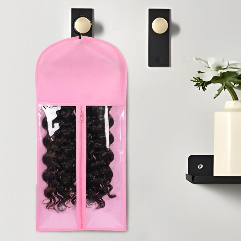 3PCS Hair Extension Holder Dust-proof Wig Bags Storage with Hanger Portable Wig Storage for Multiple Wigs Holder Wig Hanger for Multiple Wigs stand with Transparent Zip Up Closure wigs & accessories