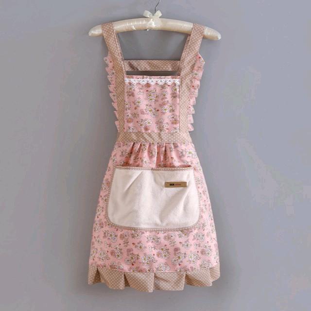 Apron Pink Cute and Sexy Comfortable Kitchen Dining Gift Present Ladies Floral apron squeeze egg apron