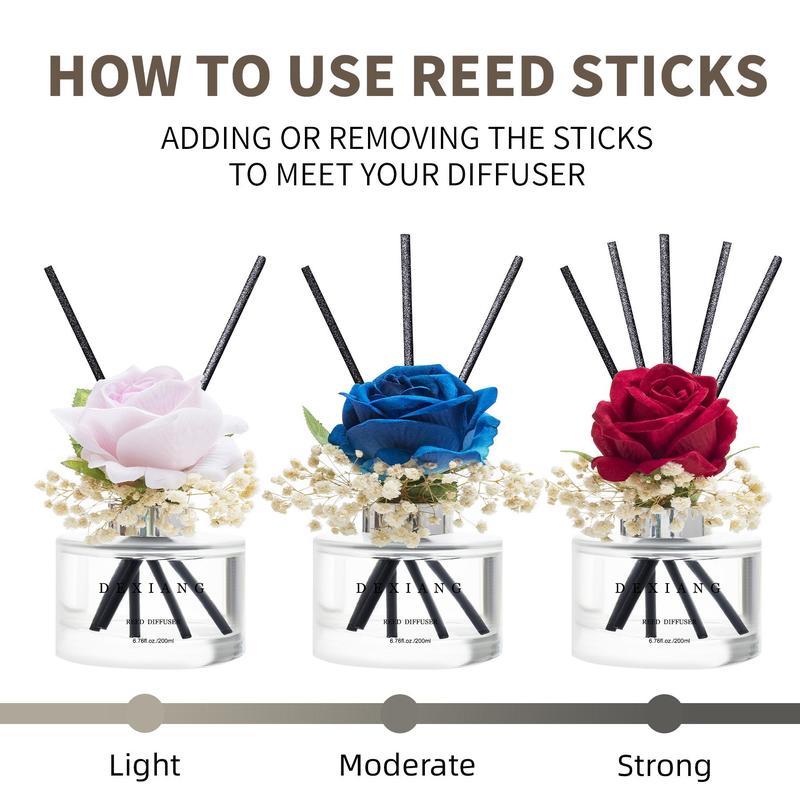 Flower Design Reed Diffuser, 200ml Long Lasting Reed Diffuser with Stick, Home Fragrance for Living Room, Bedroom, Bathroom