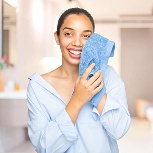 24 Pack 100% Cotton Wash Cloths - Multi-Colored Flannel Face Cloths - Highly Absorbent and Soft Fingertip Towels Bath