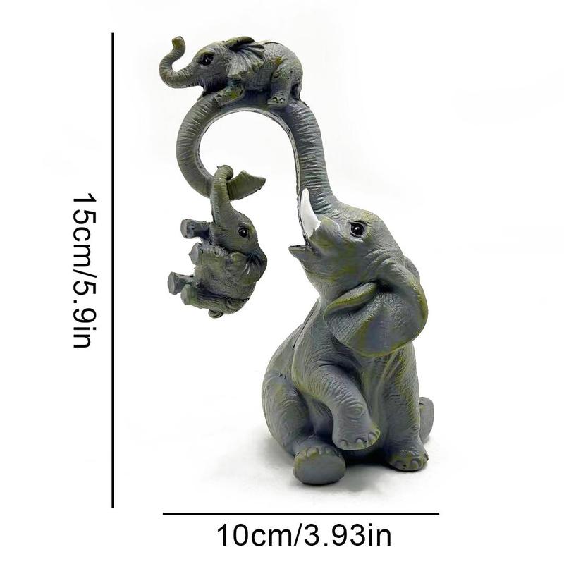 Elephant Design Resin Ornament, 1 Count Cute Animal Themed Statue Craft, Desktop Decoration for Home Office Bedroom, Gift for Friend & Family