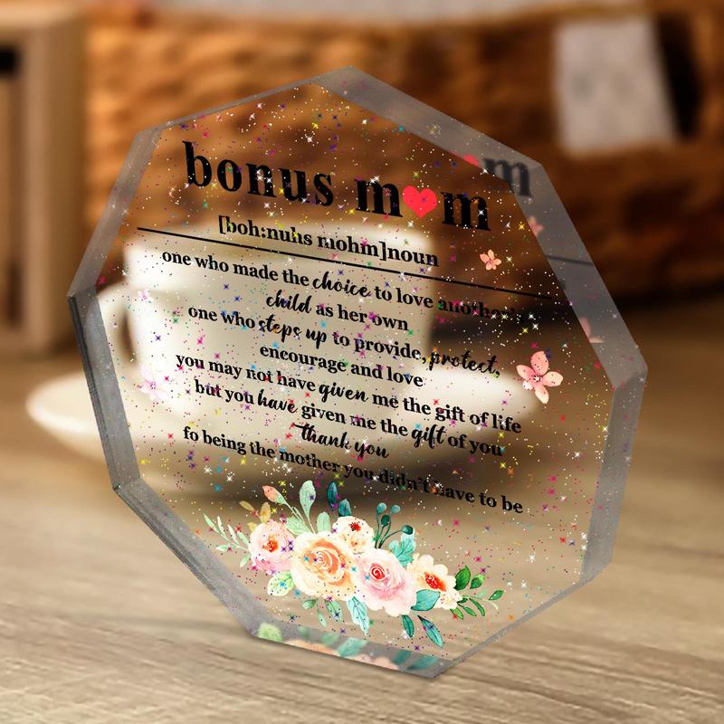 Transparent Nonagon Acrylic Plaque, Modern Sweet Desktop Ornament, Birthday Gift for Mom, to My Love Gift for Mom, Best Heartwarming Gift for Mom, Home Decor, Gifts for Women, Summer for Gifts