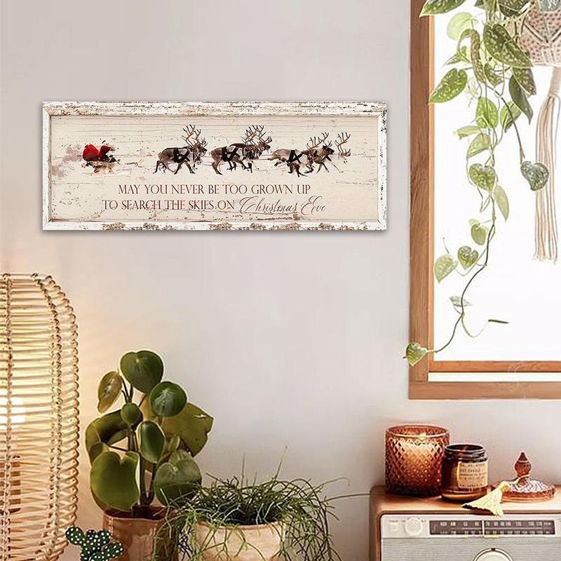 Wooden Christmas Themed Hanging Sign, 1 Count Vintage Style Hanging Plaque, Wall Decor for Home Living Room Bedroom