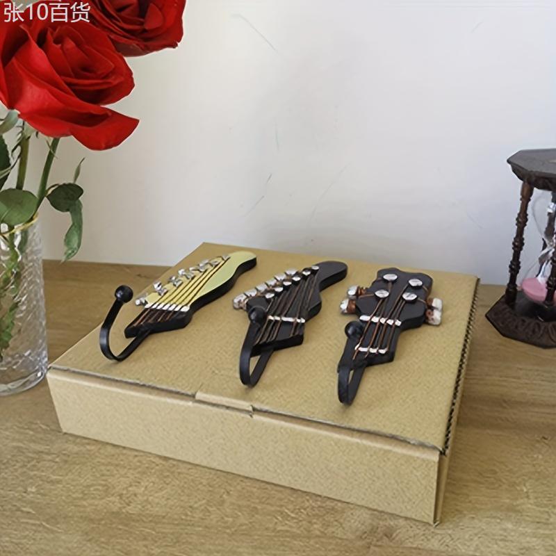 3pcs Set, Guitar Headstock Shaped Wall Hooks, Decorative Hooks For Key, Towel, Clothes, Hat, Entryway, Bathroom, Kitchen Organiser