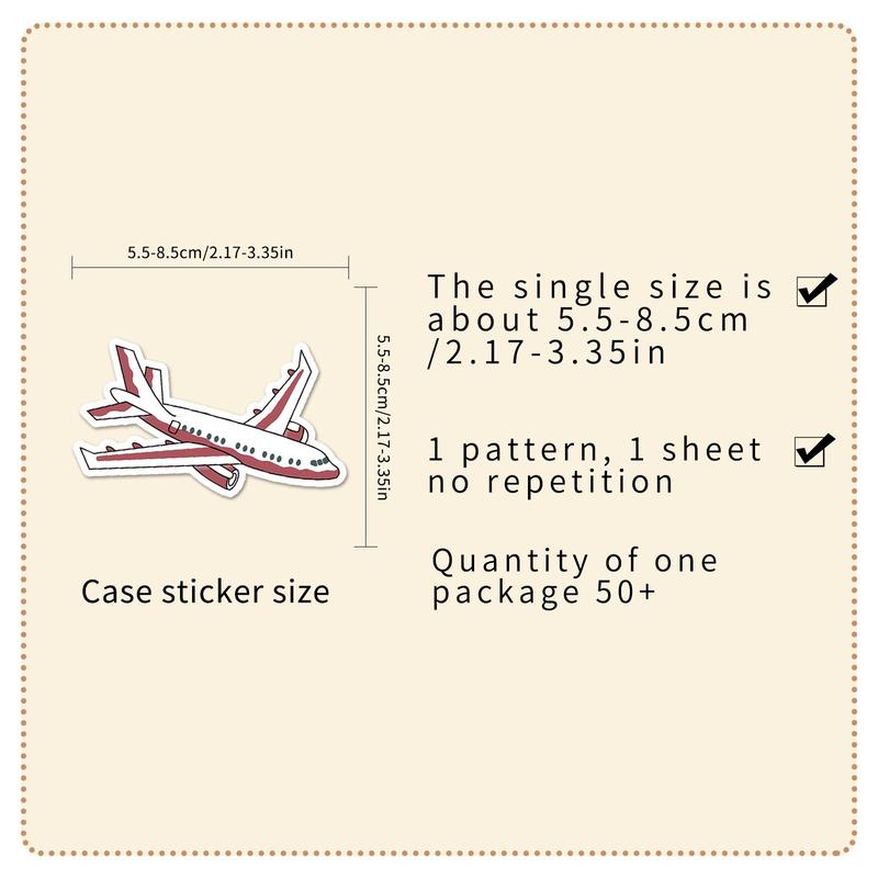 Airplane Pattern Sticker, 50pcs set Cartoon Aircraft Decorative Sticker, Creative Decal for Car Phone Case, Luggage, Computer, Guitar, Bag, Water Cup, Scrapbook