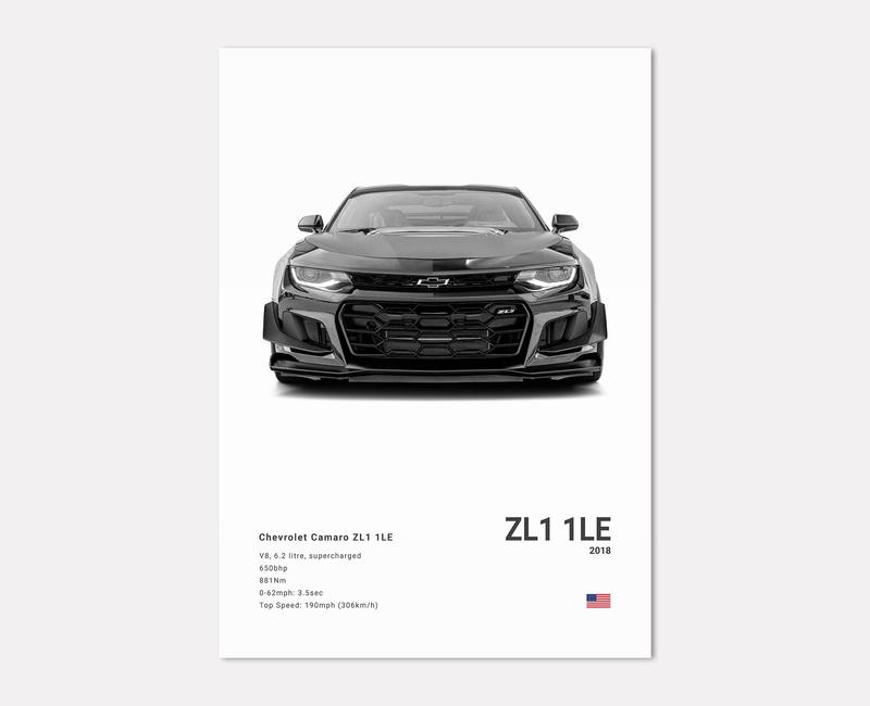 Chevrolet Camaro ZL1 1LE Poster No Framed Prints, Gifts For Men, Vintage Cars Posters, Car Lovers Gifts, Car Wall Art Room Decor