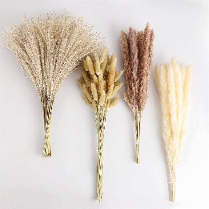 100 PCS Boho Pampas Grass, Naturally Dried Pampas, Pampas Grass Decor For Wedding , Boho Party Decorations, Nature Fruit Ornaments Decorative Plants