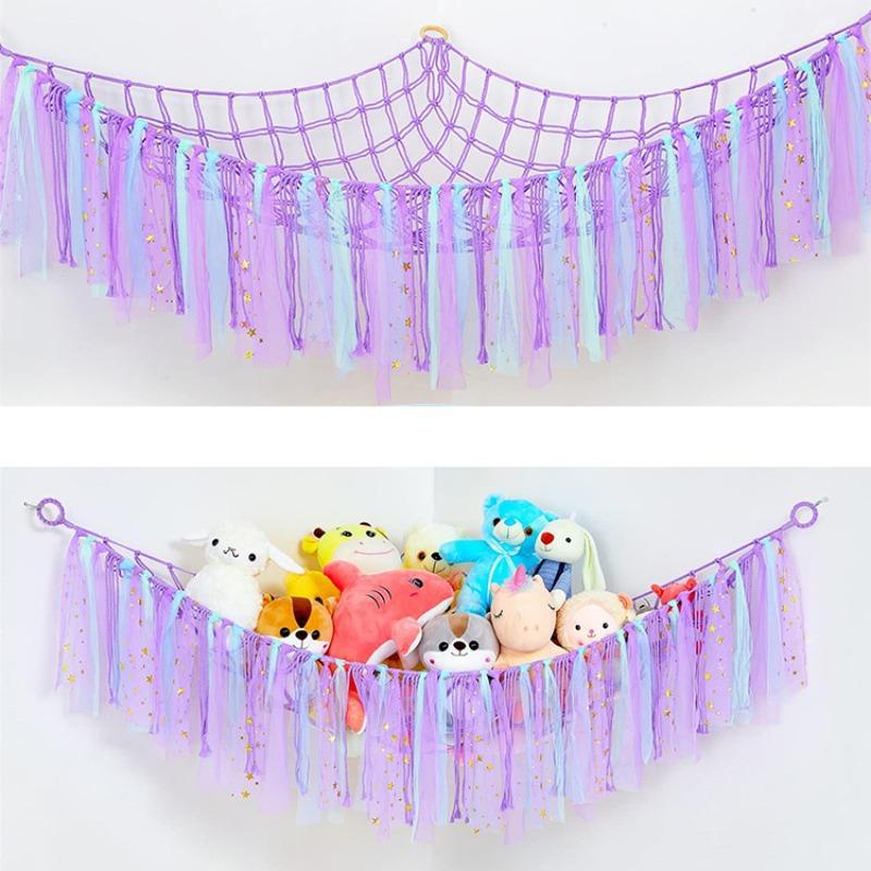 Toy Hammock, Stuffed Animal Toy Storage Rack with LED Light, Hangable Creative Plush Toys Storage Rack, Teddy Bear Storage Organizer for Kids Room, Home Decor, Bedroom Decor, Halloween Gifts, Gifts for Girlfriend, Halloween Accessories