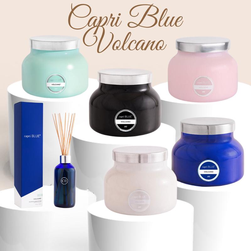 Capri Blue volcano Scented Candle 19 oz | Burn Time: Up to 85 Hours | Luxury Aromatherapy and Blue Signature Jar Candle | Decor Freshener Fruit Glass