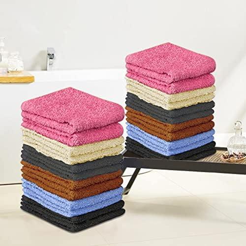 24 Pack 100% Cotton Wash Cloths - Multi-Colored Flannel Face Cloths - Highly Absorbent and Soft Fingertip Towels Bath