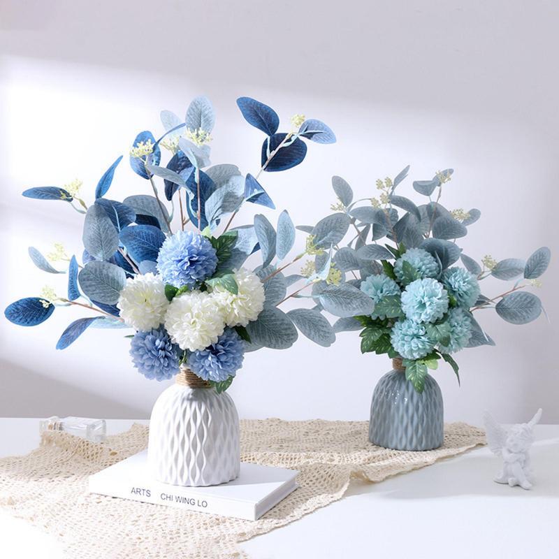 Artificial Hydrangea & Eucalyptus Bouquet, 1 Count Faux Flower Bouquet, Decorative Flowers for Home Party Wedding, Home Decor Supplies