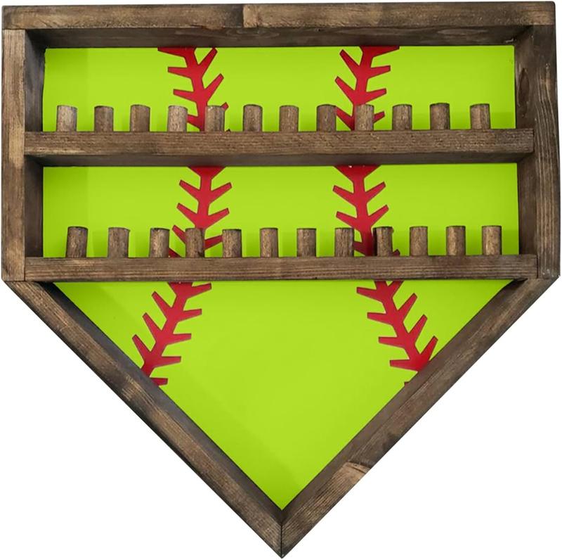 Baseball Holder Display Case - 14x14inch Wooden Baseball Ring Holder, Wall Mount Baseball Display Case for Balls, Rings, Medals, Trophies - One Baseball Ring Display Case for All (Baseball Case)