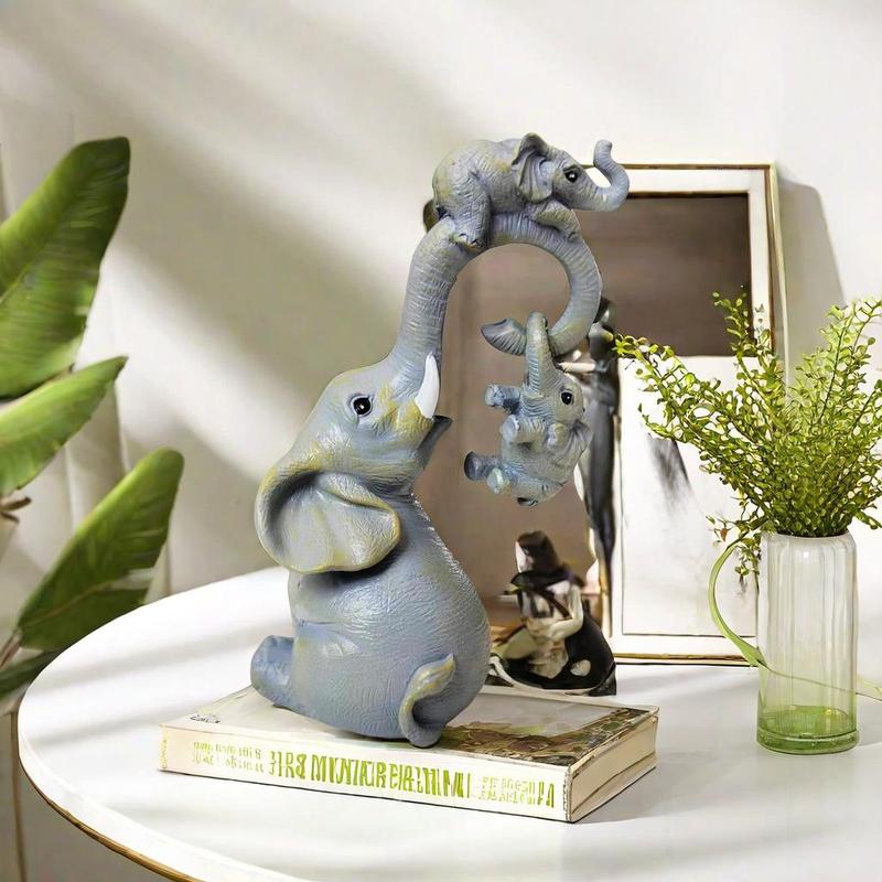 Elephant Design Resin Ornament, 1 Count Cute Animal Themed Statue Craft, Desktop Decoration for Home Office Bedroom, Gift for Friend & Family