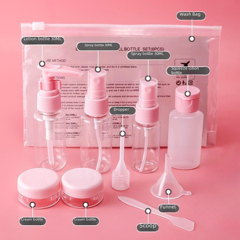 Travel Cosmetic Bottle Set, 1 Set Portable Travel Set with Refillable Bottle & Jar & Spray Bottle, Travel Bottle Kit for Skincare Shampoo