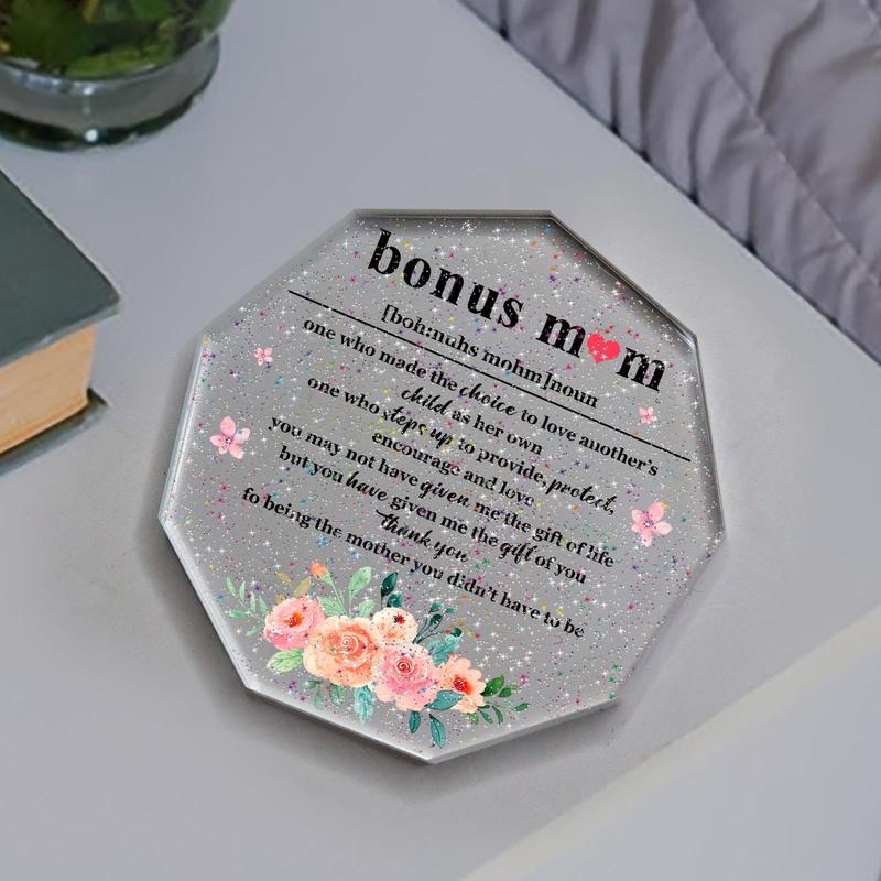 Transparent Nonagon Acrylic Plaque, Modern Sweet Desktop Ornament, Birthday Gift for Mom, to My Love Gift for Mom, Best Heartwarming Gift for Mom, Home Decor, Gifts for Women, Summer for Gifts