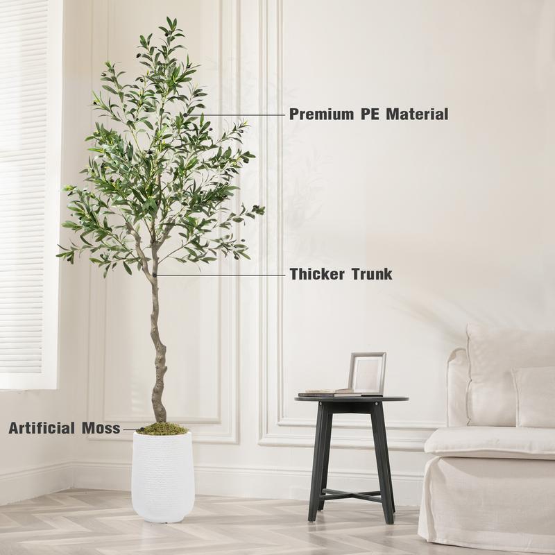 Artificial Olive Tree, 7ft 6ft 5ft, Indoor Simulation Plant - Realistic Large Simulation Potted Tree with 968 Leaves and 46 Fruits - Large Silk Tree for Home Office, Bedroom and Living Room, Christmas Decoration Ornaments