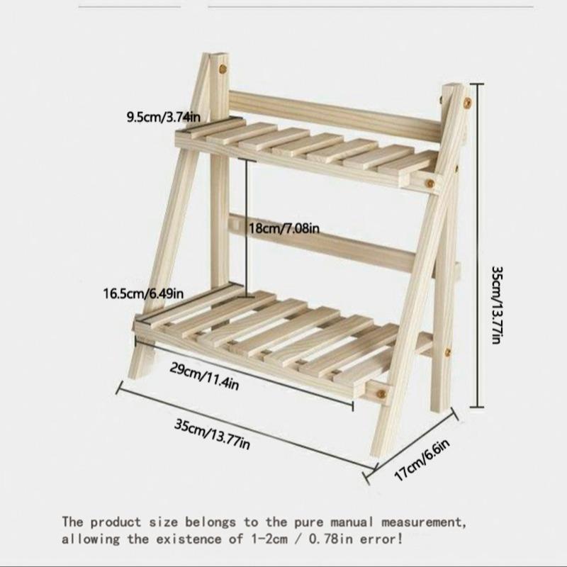 Wooden Double Layer Desktop Storage Rack, 1 Count Foldable Storage Rack, Summer Gifts Home Organizer for Bedroom & Office