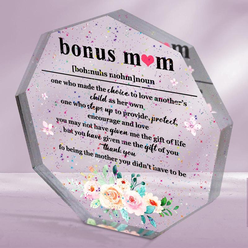 Transparent Nonagon Acrylic Plaque, Modern Sweet Desktop Ornament, Birthday Gift for Mom, to My Love Gift for Mom, Best Heartwarming Gift for Mom, Home Decor, Gifts for Women, Summer for Gifts