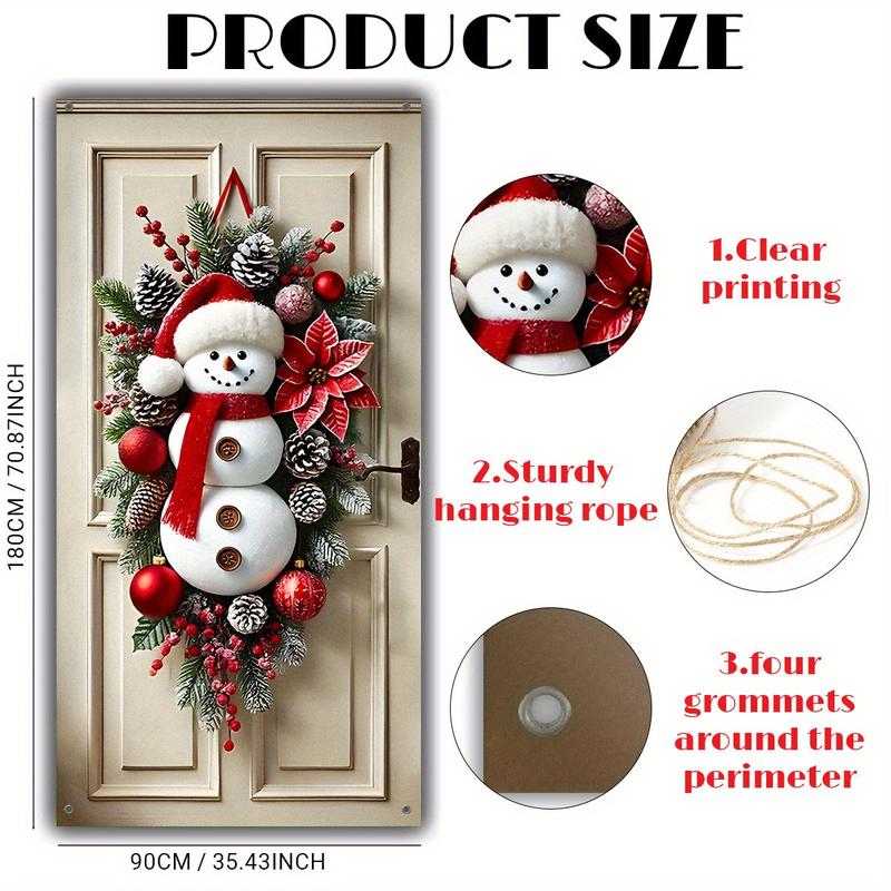 3D Snowman Christmas Door Knocker - Vibrant Mixed Colors, Durable Oxford Fabric, Perfect for Holiday Entrance Decor & Party Backdrops, 24x24 Inches