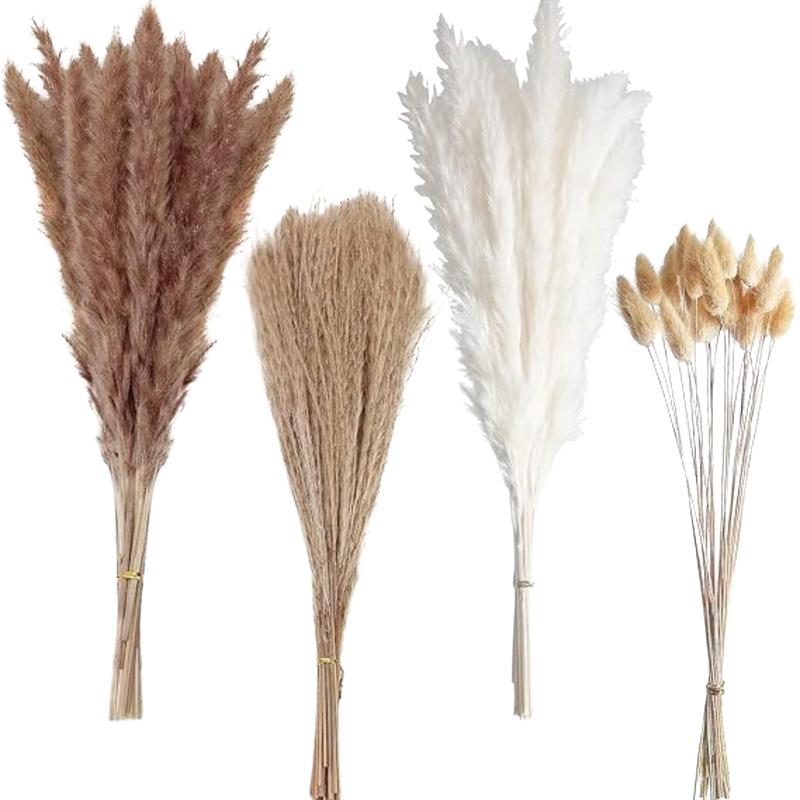 100 PCS Boho Pampas Grass, Naturally Dried Pampas, Pampas Grass Decor For Wedding , Boho Party Decorations, Nature Fruit Ornaments Decorative Plants