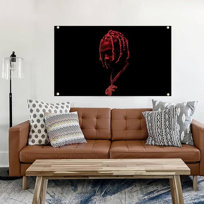 3x5ft Rapper Lil Durk Flag for College Dorm Bedroom Wall Hanging Tapestry Party Backdrop Decoration Indoor Outdoor Tapestry Red with Brass Grommet