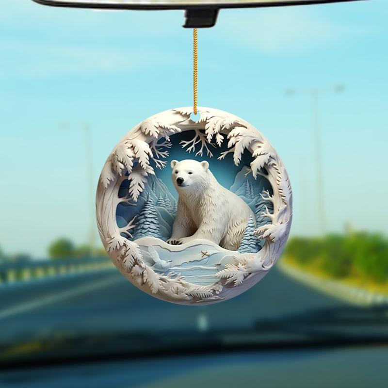 Bear Design Hanging Ornament, 1 Count Animal Themed Acrylic Hanging Ornament, Holiday Party Decoration, Home Decor for Living Room Bedroom