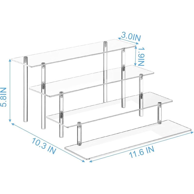 Acrylic 4-Tier Display Stand for Perfume Organizer - Clear Risers, Perfume Shelf, Dessert Display for Party, Figure Stand (e.g. Funko POP Shelves), Cupcake Stand Holder