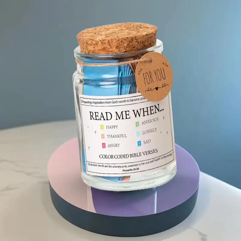 Bible Verse Jar,Read Me When Bible Verses Jar for Emotions and Feelings,Scripture Prayer Cards Hope Jar,Religious Graduation Gift,Bible Study Church Christian Gifts for Women Men Mom Dad Friend