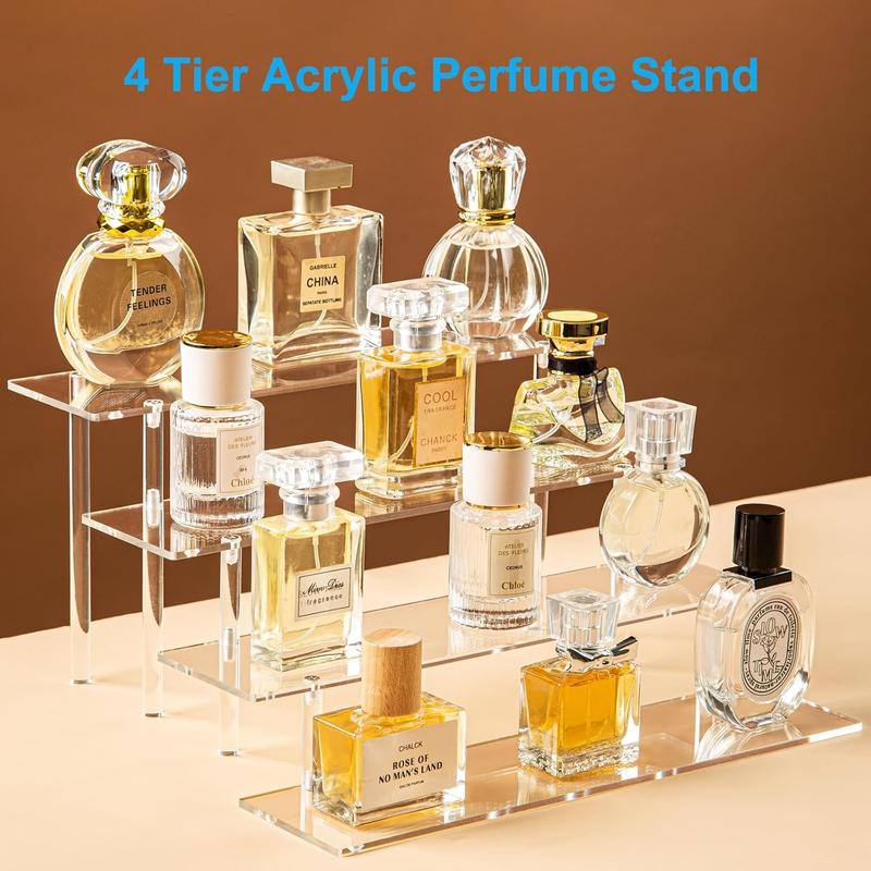 Acrylic 4-Tier Display Stand for Perfume Organizer - Clear Risers, Perfume Shelf, Dessert Display for Party, Figure Stand (e.g. Funko POP Shelves), Cupcake Stand Holder