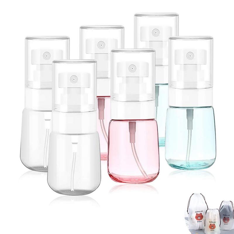 6 Spray Bottles Small 100ml 3.4 oz Empty Mini Travel Size Spray Bottle Fine Mist Hairspray Bottle for Essential Oils Refillable Travel Containers for Cosmetic, Perfume + Drawstring Bag