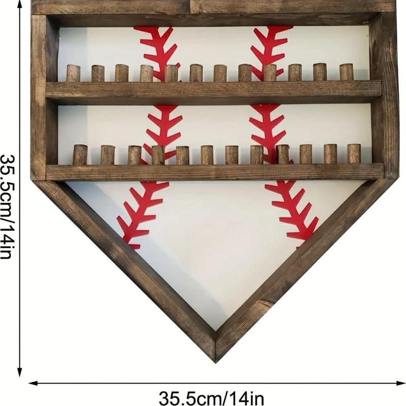 Baseball Holder Display Case - 14x14inch Wooden Baseball Ring Holder, Wall Mount Baseball Display Case for Balls, Rings, Medals, Trophies - One Baseball Ring Display Case for All (Baseball Case)