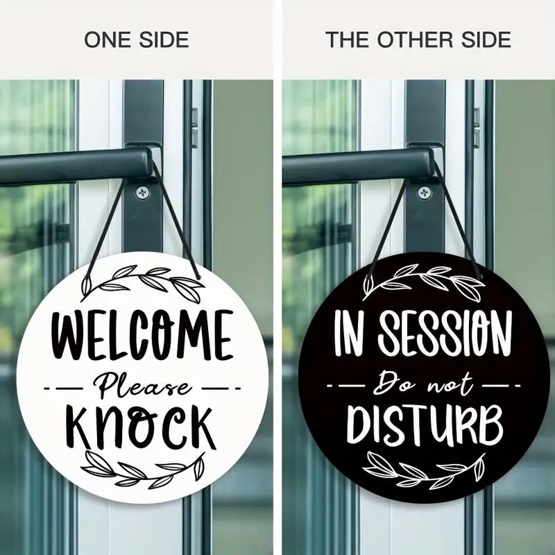 Putuo Decor 1 count Round PVC Reversible Double Sided Sign, In Session Welcome Please Konck Please Do Not Disturb, Hanging Plaque for Home Farmhouse Office Clinic Meeting Room, 9 X 9 Inches Gifts