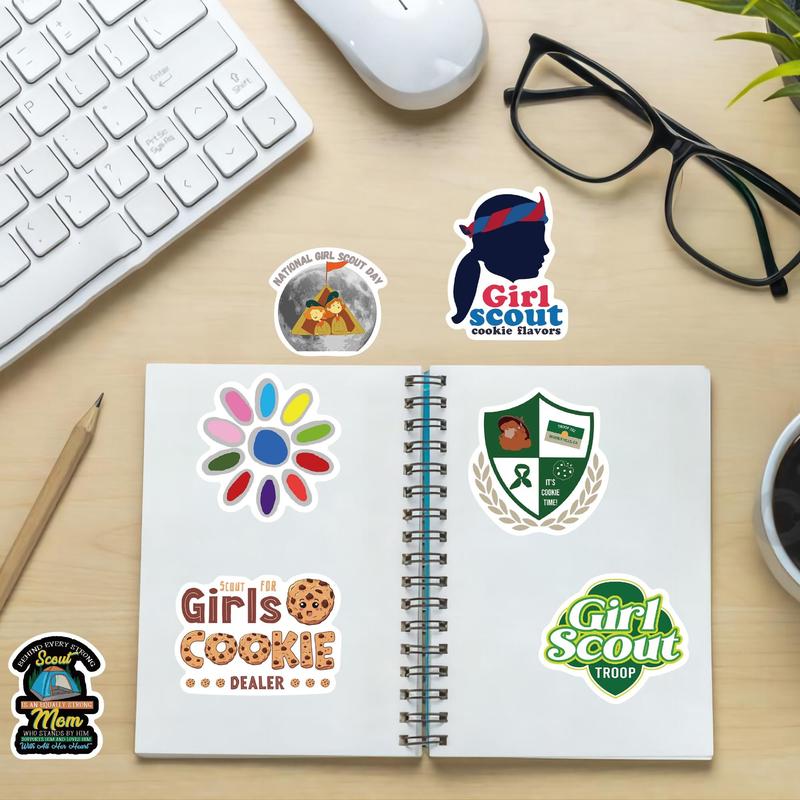 Cartoon Girl Scout Series Sticker, 50pcs Cartoon Sticker, DIY Decorative Sticker for Phone Case, Computer, Guitar, Bag, Water Cup, Scrapbook