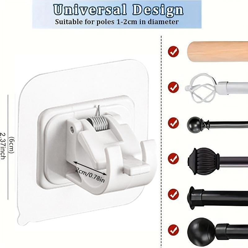 Punch-free Curtain Rod Bracket, 1 Set Self-adhesive Curtain Rod Holder, Towel Rod Fixing Clip, Curtain Accessories