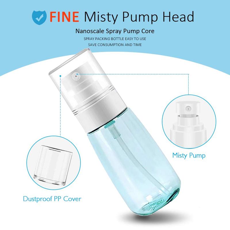 6 Spray Bottles Small 100ml 3.4 oz Empty Mini Travel Size Spray Bottle Fine Mist Hairspray Bottle for Essential Oils Refillable Travel Containers for Cosmetic, Perfume + Drawstring Bag