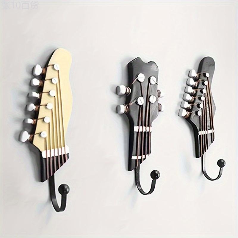 3pcs Set, Guitar Headstock Shaped Wall Hooks, Decorative Hooks For Key, Towel, Clothes, Hat, Entryway, Bathroom, Kitchen Organiser