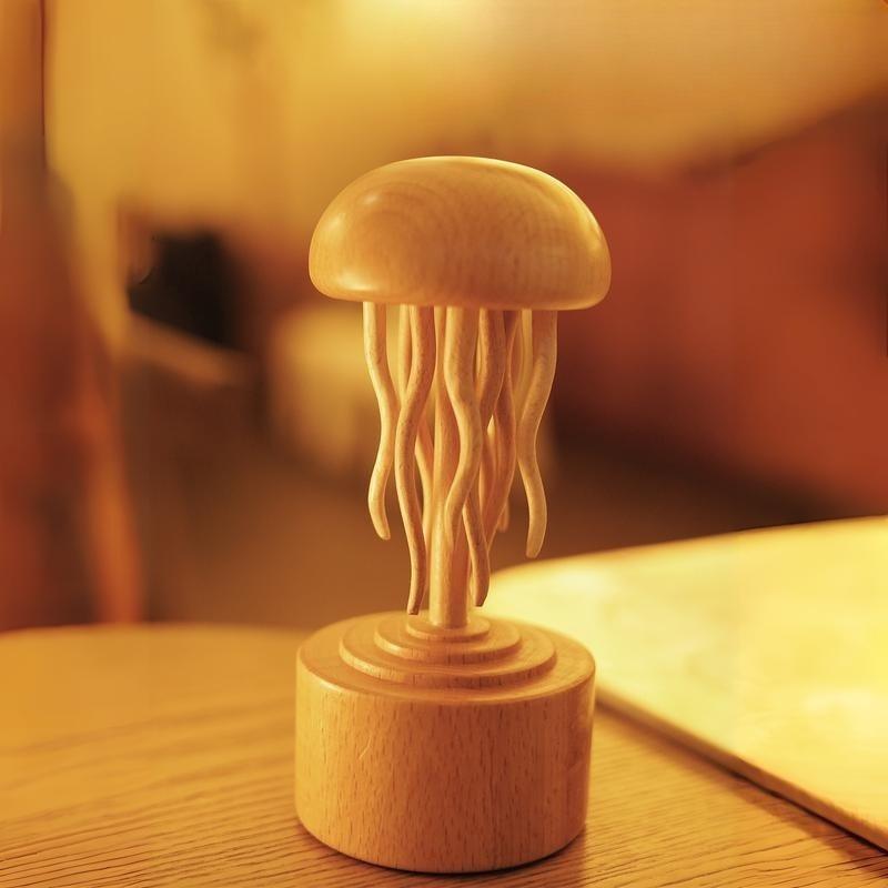 Yoonispro Handmade Self-healing Wooden Mechanical Jellyfish Creative Gift for Christmas or Birthday New House Decoration Supplies