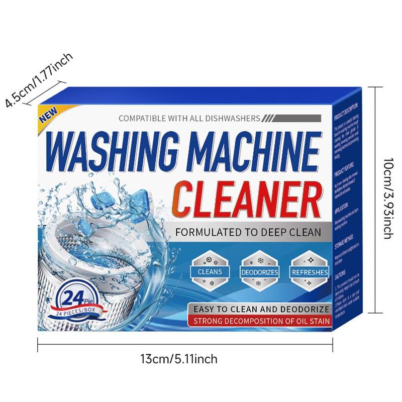 Washing Machine Cleaner Descaler, 24pcs Deep Cleaning Tablets for Front Loader & Top Load Washer, Safe Eco-friendly Deodorizer