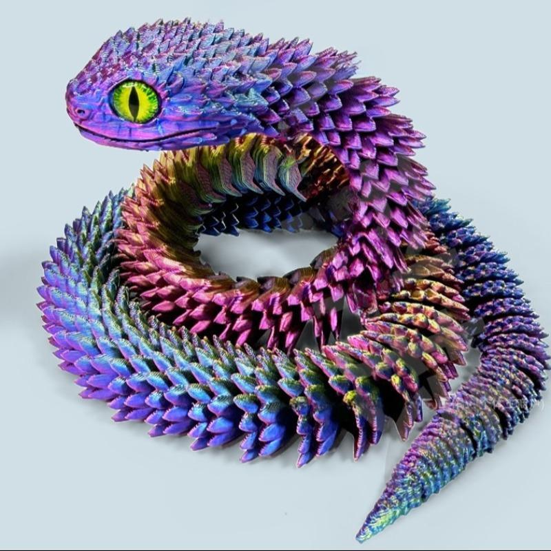 3D Printed Snake Statue, 1 Count Colorful Gradient Design Snake Ornament, Joint Movable Snake Decoration, Party Gift for Friends