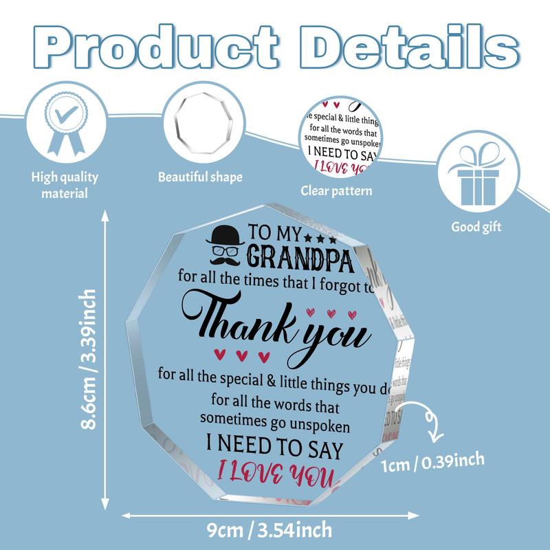 Letter Pattern Irregularly Shaped Acrylic Plaque, 1 Count Grandpa Gift, Creative Birthday Gift for Grandpa, Emotional Connection Gift