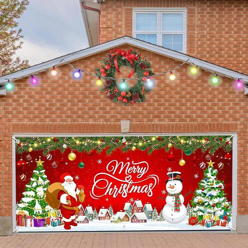 Christmas Garage Door Cover, 6 x 13 ft Christmas Backdrop Merry Christmas Banner Large Christmas Garage Door Decorations Holiday Party Supplies for Indoor Outdoor Winter Decor