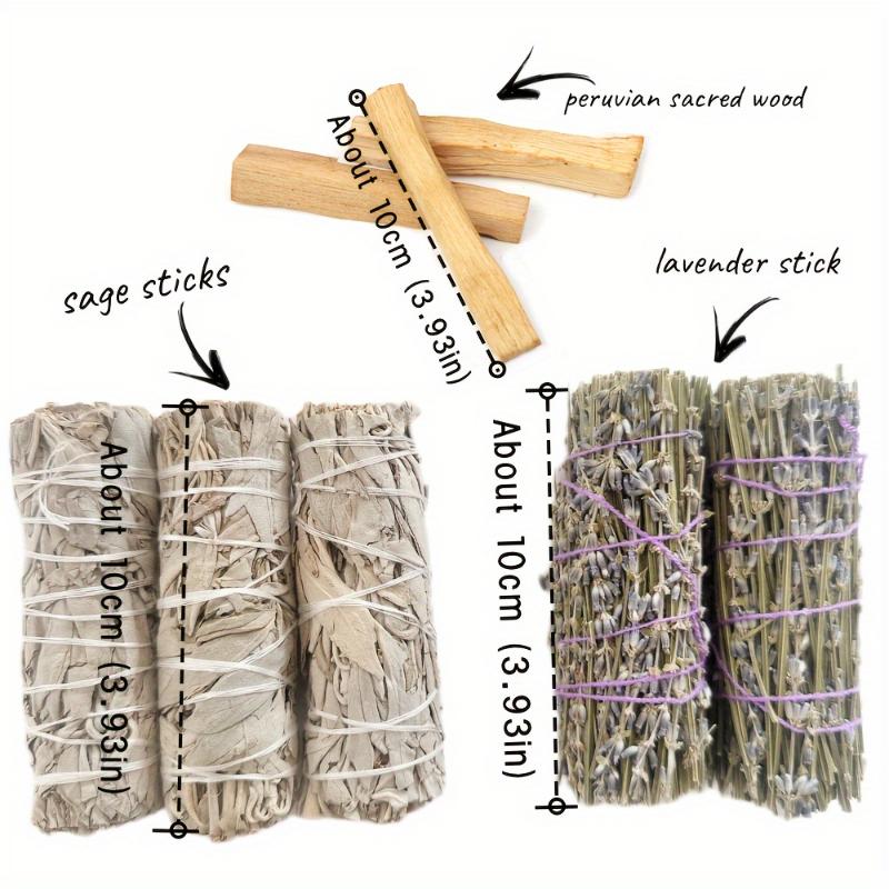 Aromatherapy Sticks Set - Hand-Tied, Natural Cleansing Bundle for Meditation, Peaceful Ambiance, Mindfulness, and Spiritual Practice with White Sage, Lavender, and Peruvian Sacred Wood