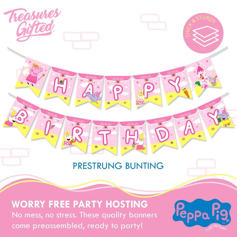 Princess Peppa Pig Party Banner & Princess Peppa Pig Pennants Kit