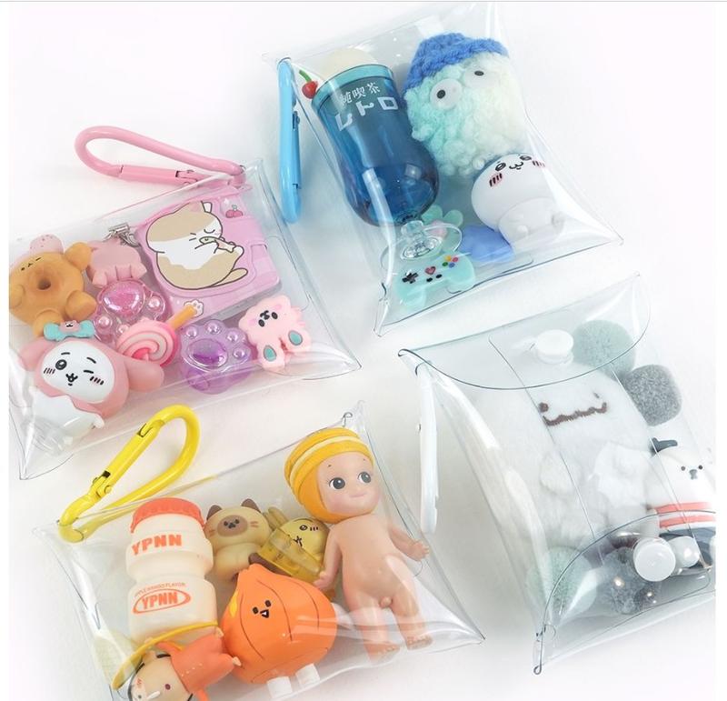 Clear Mini Gacha Figure Carrying Storage Pouch Random Toy Figure Collecting Pouch 2PCS SET- Kpop style, korea Brand